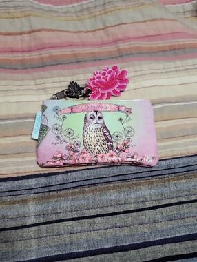 Papaya Pink & Mint Owl Coin Pouch